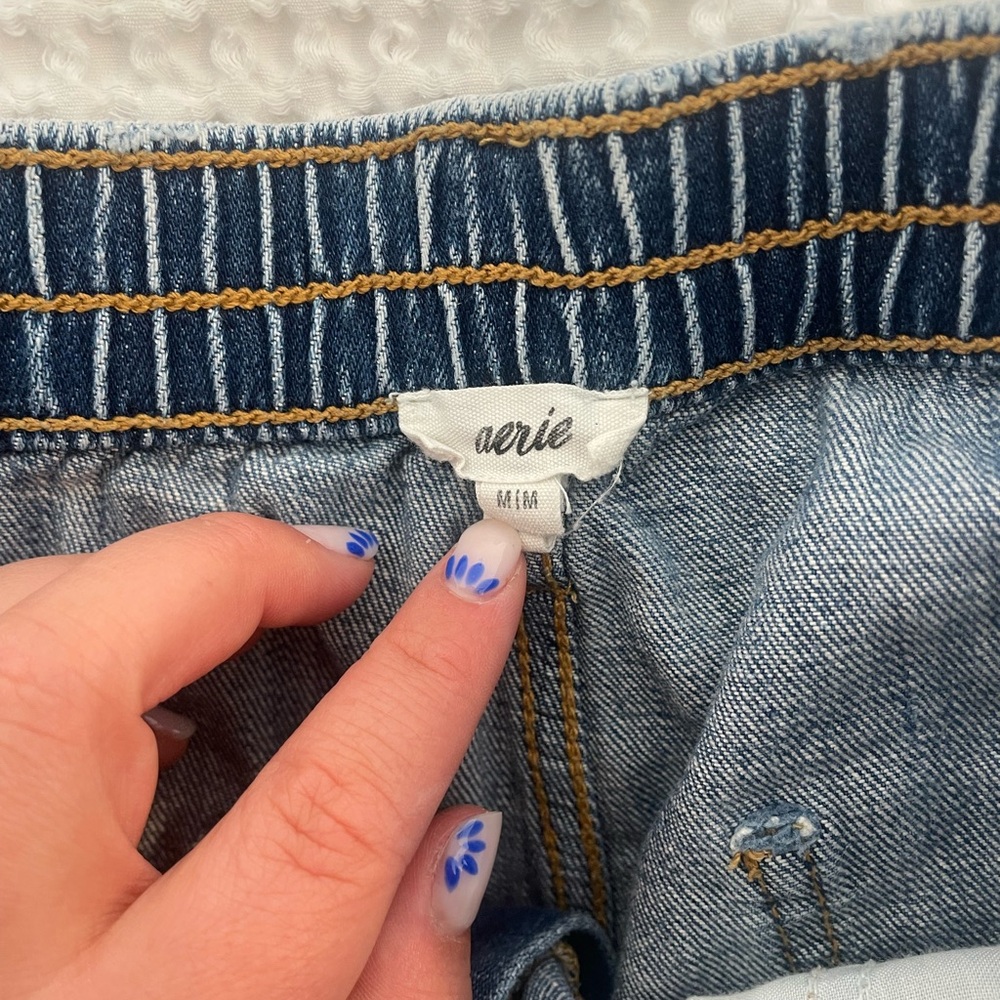 Aerie Blue Jean Shorts Distressed Denim Casual - Picture 2 of 3